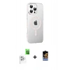 MARSİLYAN™- iPhone 16 Pro Max Kılıf Yörünge Koleksiyonu - Siyah Buffer Hayalet Cam Ekran Koruyucu + Raze Metal Kamera Lens - BZ