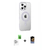 MARSİLYAN™- iPhone 16 Pro Max Kılıf Yörünge Koleksiyonu - Siyah Buffer Hayalet Cam Ekran Koruyucu + Raze Metal Kamera Lens - BZ