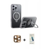 MARSİLYAN™- iPhone 16 Pro Max Kılıf Zirve Çizgi Prime - Şeffaf Pasifik Cam Ekran Koruyucu + Pers Alüminyum Kamera Lens - CLTM