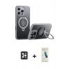 MARSİLYAN™- iPhone 16 Pro Max Kılıf Zirve Çizgi Prime - Şeffaf Pasifik Cam Ekran Koruyucu + PVD Metal Kamera Lens - SH