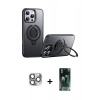 MARSİLYAN™- iPhone 16 Pro Max Kılıf Zirve Çizgi Prime - Siyah 360 Mat Full Body Arka Koruyucu + Pers Alüminyum Kamera Lens - GI