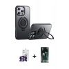 MARSİLYAN™- iPhone 16 Pro Max Kılıf Zirve Çizgi Prime - Siyah 360 Mat Full Body Arka Koruyucu + Bilvis Titan Kamera Lens - GS