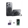 MARSİLYAN™- iPhone 16 Pro Max Kılıf Zirve Çizgi Prime - Siyah 360 Mat Full Body Arka Koruyucu + Bilvis Titan Kamera Lens - SH