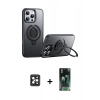 MARSİLYAN™- iPhone 16 Pro Max Kılıf Zirve Çizgi Prime - Siyah 360 Mat Full Body Arka Koruyucu + PVD Metal Kamera Lens - SH