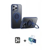 MARSİLYAN™- iPhone 16 Pro Max Kılıf Zirve Çizgi Prime - Siyah 3D Antistatik Cam Ekran Koruyucu + PVD Metal Kamera Lens - GS