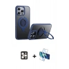 MARSİLYAN™- iPhone 16 Pro Max Kılıf Zirve Çizgi Prime - Siyah 3D Antistatik Cam Ekran Koruyucu + PVD Metal Kamera Lens - GD