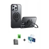 MARSİLYAN™- iPhone 16 Pro Max Kılıf Zirve Çizgi Prime - Siyah 3D Antistatik Cam Ekran Koruyucu + Raze Metal Kamera Lens - SH