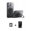 MARSİLYAN™- iPhone 16 Pro Max Kılıf Zirve Çizgi Prime - Siyah 3D Antistatik Hayalet Cam Ekran Koruyucu + PVD Metal Kamera Lens - GD