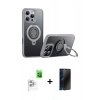 MARSİLYAN™- iPhone 16 Pro Max Kılıf Zirve Çizgi Prime - Siyah 3D Antistatik Hayalet Cam Ekran Koruyucu + Raze Metal Kamera Lens - BZ