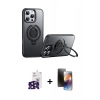 MARSİLYAN™- iPhone 16 Pro Max Kılıf Zirve Çizgi Prime - Siyah 3D Antistatik Mat Seramik Nano Ekran Koruyucu + Bilvis Titan Kamera Lens - SH
