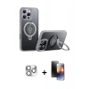 MARSİLYAN™- iPhone 16 Pro Max Kılıf Zirve Çizgi Prime - Siyah 3D Antistatik Mat Seramik Nano Ekran Koruyucu + Gümüş Pers Alüminyum Kamera Lens