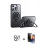 MARSİLYAN™- iPhone 16 Pro Max Kılıf Zirve Çizgi Prime - Siyah 3D Antistatik Mat Seramik Nano Ekran Koruyucu + Gümüş Pers Alüminyum Kamera Lens