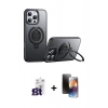 MARSİLYAN™- iPhone 16 Pro Max Kılıf Zirve Çizgi Prime - Siyah 3D Antistatik Mat Seramik Nano Ekran Koruyucu + Bilvis Titan Kamera Lens - TMGI