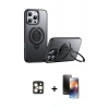 MARSİLYAN™- iPhone 16 Pro Max Kılıf Zirve Çizgi Prime - Siyah 3D Antistatik Mat Seramik Nano Ekran Koruyucu + PVD Metal Kamera Lens - GD