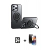 MARSİLYAN™- iPhone 16 Pro Max Kılıf Zirve Çizgi Prime - Siyah 3D Antistatik Mat Seramik Nano Ekran Koruyucu + PVD Metal Kamera Lens - GS