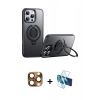MARSİLYAN™- iPhone 16 Pro Max Kılıf Zirve Çizgi Prime - Siyah 3D Antistatik Seramik Nano Ekran Koruyucu + Pers Alüminyum Kamera Lens - CLTM