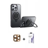 MARSİLYAN™- iPhone 16 Pro Max Kılıf Zirve Çizgi Prime - Siyah Bilvis 3X AR HD Cam Ekran Koruyucu + Pers Alüminyum Kamera Lens - CLTM