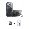 MARSİLYAN™- iPhone 16 Pro Max Kılıf Zirve Çizgi Prime - Siyah Bilvis 3X AR HD Cam Ekran Koruyucu + PVD Metal Kamera Lens - SH