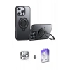 MARSİLYAN™- iPhone 16 Pro Max Kılıf Zirve Çizgi Prime - Siyah Bilvis 5in1 3D Magic Cam Ekran Koruyucu + Gri Pers Alüminyum Kamera Lens