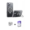 MARSİLYAN™- iPhone 16 Pro Max Kılıf Zirve Çizgi Prime - Siyah Bilvis 5in1 3D Magic Cam Ekran Koruyucu + Pers Alüminyum Kamera Lens - GS