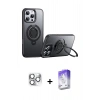 MARSİLYAN™- iPhone 16 Pro Max Kılıf Zirve Çizgi Prime - Siyah Bilvis 5in1 3D Magic Cam Ekran Koruyucu + Pers Alüminyum Kamera Lens - GS