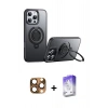 MARSİLYAN™- iPhone 16 Pro Max Kılıf Zirve Çizgi Prime - Siyah Bilvis 5in1 3D Magic Cam Ekran Koruyucu + Pers Alüminyum Kamera Lens - CLTM