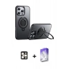 MARSİLYAN™- iPhone 16 Pro Max Kılıf Zirve Çizgi Prime - Siyah Bilvis 5in1 3D Magic Cam Ekran Koruyucu + PVD Metal Kamera Lens - GD