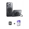 MARSİLYAN™- iPhone 16 Pro Max Kılıf Zirve Çizgi Prime - Siyah Bilvis 5in1 3D Magic Cam Ekran Koruyucu + PVD Metal Kamera Lens - SH