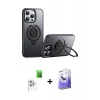 MARSİLYAN™- iPhone 16 Pro Max Kılıf Zirve Çizgi Prime - Siyah Bilvis 5in1 5D Magic Hayalet Cam Ekran Koruyucu + Raze Metal Kamera Lens - BZ