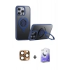 MARSİLYAN™- iPhone 16 Pro Max Kılıf Zirve Çizgi Prime - Siyah Bilvis 5in1 5D Magic Hayalet Cam Ekran Koruyucu + Çöl Titanyum Pers Alüminyum Kamera Lens
