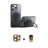 MARSİLYAN™- iPhone 16 Pro Max Kılıf Zirve Çizgi Prime - Siyah Buffer Cam Ekran Koruyucu + Çöl Titanyum Pers Alüminyum Kamera Lens