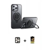 MARSİLYAN™- iPhone 16 Pro Max Kılıf Zirve Çizgi Prime - Siyah Buffer Cam Ekran Koruyucu + PVD Metal Kamera Lens - GD