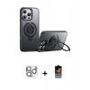 MARSİLYAN™- iPhone 16 Pro Max Kılıf Zirve Çizgi Prime - Siyah Buffer Hayalet Cam Ekran Koruyucu + Gümüş Pers Alüminyum Kamera Lens