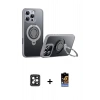 MARSİLYAN™- iPhone 16 Pro Max Kılıf Zirve Çizgi Prime - Siyah Buffer Hayalet Cam Ekran Koruyucu + PVD Metal Kamera Lens - SH