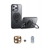 MARSİLYAN™- iPhone 16 Pro Max Kılıf Zirve Çizgi Prime - Siyah Joko Magic 5D Cam + Pers Alüminyum Kamera Lens - CLTM