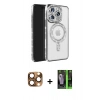 MARSİLYAN™- iPhone 16 Pro Max Kılıf Zirve Doku Prime - Şeffaf 360 Full Body Arka Koruyucu + Pers Alüminyum Kamera Lens - CLTM