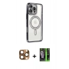 MARSİLYAN™- iPhone 16 Pro Max Kılıf Zirve Doku Prime - Şeffaf 360 Full Body Arka Koruyucu + Pers Alüminyum Kamera Lens - CLTM