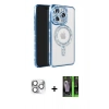 MARSİLYAN™- iPhone 16 Pro Max Kılıf Zirve Doku Prime - Şeffaf 360 Full Body Arka Koruyucu + Pers Alüminyum Kamera Lens - GS