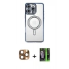 MARSİLYAN™- iPhone 16 Pro Max Kılıf Zirve Doku Prime - Şeffaf 360 Full Body Arka Koruyucu + Pers Alüminyum Kamera Lens - CLTM