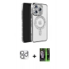 MARSİLYAN™- iPhone 16 Pro Max Kılıf Zirve Doku Prime - Şeffaf 360 Full Body Arka Koruyucu + Pers Alüminyum Kamera Lens - GS