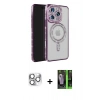 MARSİLYAN™- iPhone 16 Pro Max Kılıf Zirve Doku Prime - Şeffaf 360 Full Body Arka Koruyucu + Pers Alüminyum Kamera Lens - GS