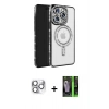 MARSİLYAN™- iPhone 16 Pro Max Kılıf Zirve Doku Prime - Şeffaf 360 Full Body Arka Koruyucu + Pers Alüminyum Kamera Lens - GS