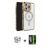 MARSİLYAN™- iPhone 16 Pro Max Kılıf Zirve Doku Prime - Şeffaf 360 Full Body Arka Koruyucu + Pers Alüminyum Kamera Lens - GS