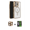 MARSİLYAN™- iPhone 16 Pro Max Kılıf Zirve Doku Prime - Şeffaf 360 Full Body Arka Koruyucu + Pers Alüminyum Kamera Lens - CLTM