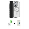 MARSİLYAN™- iPhone 16 Pro Max Kılıf Zirve Doku Prime - Şeffaf Pasifik Cam Ekran Koruyucu + Raze Metal Kamera Lens - BZ