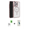 MARSİLYAN™- iPhone 16 Pro Max Kılıf Zirve Doku Prime - Şeffaf Pasifik Cam Ekran Koruyucu + Raze Metal Kamera Lens - BZ