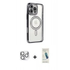 MARSİLYAN™- iPhone 16 Pro Max Kılıf Zirve Doku Prime - Şeffaf Pasifik Cam Ekran Koruyucu + Pers Alüminyum Kamera Lens - GS