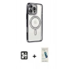 MARSİLYAN™- iPhone 16 Pro Max Kılıf Zirve Doku Prime - Şeffaf Pasifik Cam Ekran Koruyucu + PVD Metal Kamera Lens - GS