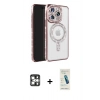 MARSİLYAN™- iPhone 16 Pro Max Kılıf Zirve Doku Prime - Şeffaf Pasifik Cam Ekran Koruyucu + PVD Metal Kamera Lens - GS