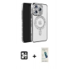 MARSİLYAN™- iPhone 16 Pro Max Kılıf Zirve Doku Prime - Şeffaf Pasifik Cam Ekran Koruyucu + PVD Metal Kamera Lens - GS